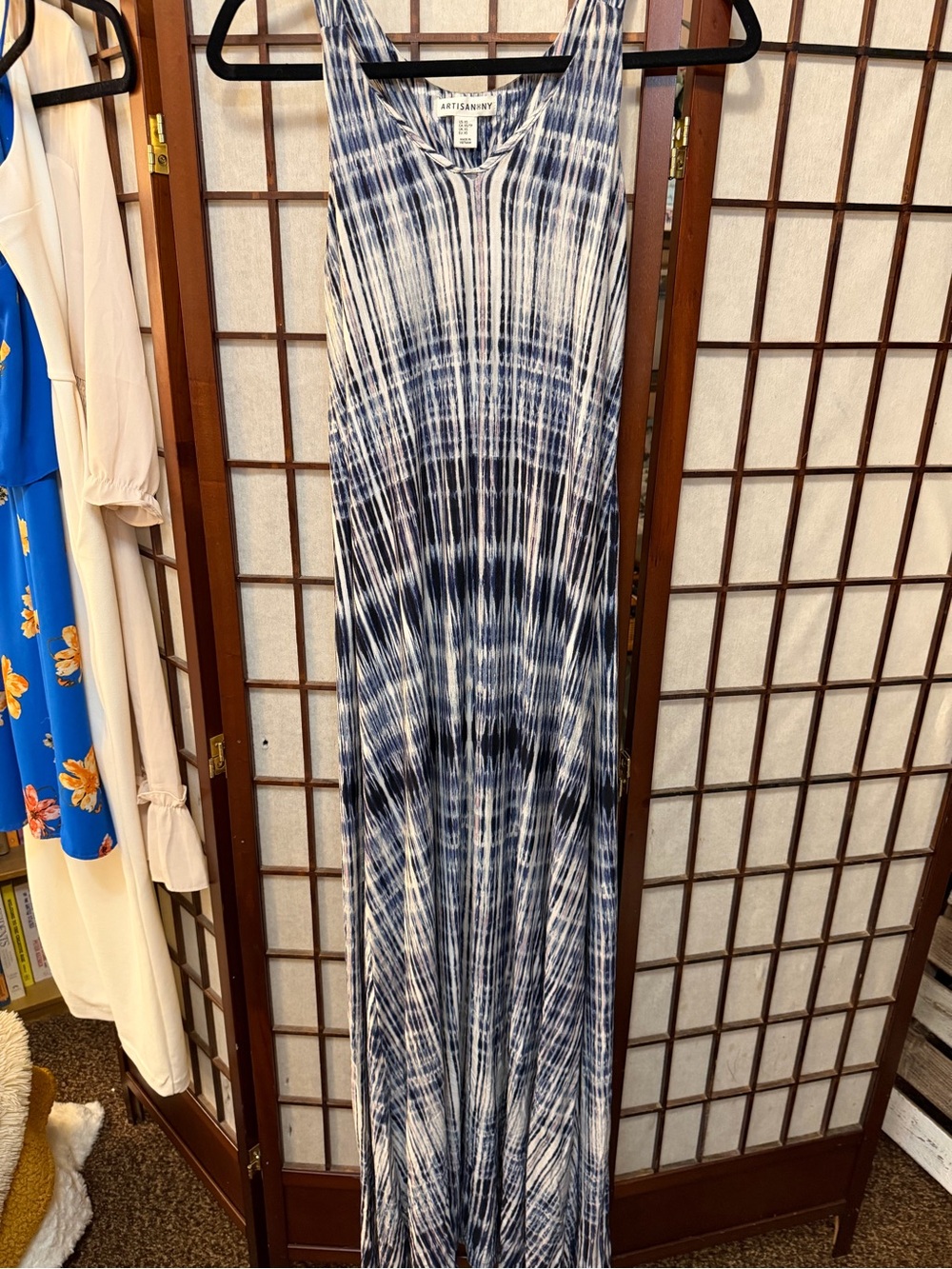 Artisan Navy and White Tie-Dye Maxi Dress